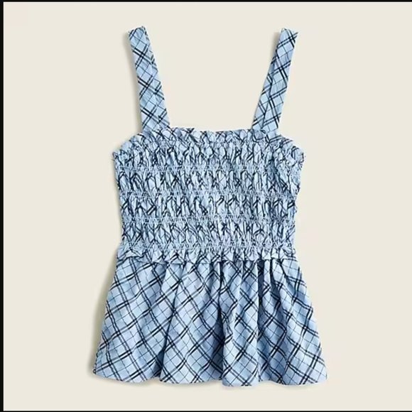 J. Crew Tops - Jcrew Smocked tank in textured plaid Size S